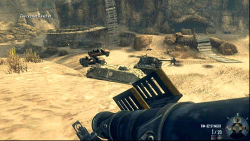 Prepare the auto-aiming mode and keep looking out for enemy helicopters (first picture above) - Mission 03: OLD WOUNDS | Missions: Walkthrough - Missions: Walkthrough - Call of Duty: Black Ops II Game Guide & Walkthrough