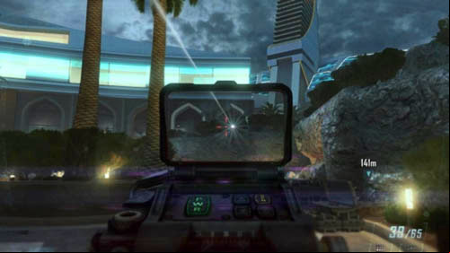 When you manage to clear the area a little, run to the right and look out for a big, round pot with a palm tree inside - Mission 06: KARMA | Missions: Walkthrough - Missions: Walkthrough - Call of Duty: Black Ops II Game Guide & Walkthrough