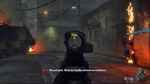 Move down the corridor and through the stairwell to get in the street - Mission 07: SUFFER WITH ME | Missions: Walkthrough - Missions: Walkthrough - Call of Duty: Black Ops II Game Guide & Walkthrough