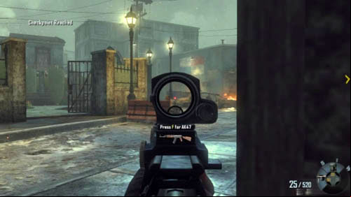 In the next room there can be an enemy - kill him through the window on the left, then enter through the door on the right and immediately hide by the exit on the left, by the car - Mission 07: SUFFER WITH ME | Missions: Walkthrough - Missions: Walkthrough - Call of Duty: Black Ops II Game Guide & Walkthrough