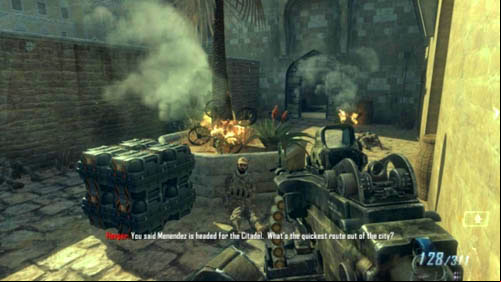 Stand by the door for a while and start shooting quad-drones down - Mission 08: ACHILLES VEIL | Missions: Walkthrough - Missions: Walkthrough - Call of Duty: Black Ops II Game Guide & Walkthrough
