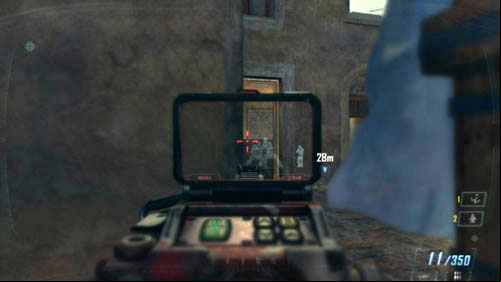 Take out the gun with the scanner and search for the opponents on the next roofs and apartments - dont let anyone take you by surprise - Mission 08: ACHILLES VEIL | Missions: Walkthrough - Missions: Walkthrough - Call of Duty: Black Ops II Game Guide & Walkthrough