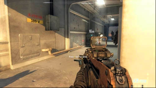 If not, go out and stand on the right side of the corridor to the right - Mission 09: ODYSSEUS | Missions: Walkthrough - Missions: Walkthrough - Call of Duty: Black Ops II Game Guide & Walkthrough