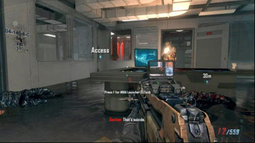 Then run into the room and immediately kill the enemy who is likely to be on the right (picture above) - Mission 09: ODYSSEUS | Missions: Walkthrough - Missions: Walkthrough - Call of Duty: Black Ops II Game Guide & Walkthrough