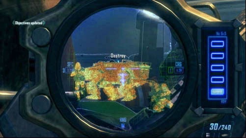 Then, locate the other CLAW, walking in the distance (picture above) and start shooting at him - Mission 10: CORDIS DIE | Missions: Walkthrough - Missions: Walkthrough - Call of Duty: Black Ops II Game Guide & Walkthrough