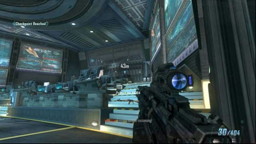 The upper part of the hall is full of enemies (picture above) - Mission 11: JUDGMENT DAY | Missions: Walkthrough - Missions: Walkthrough - Call of Duty: Black Ops II Game Guide & Walkthrough