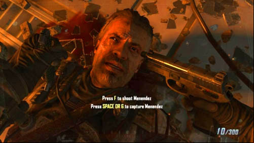 When the cutscene is over, get ready to hit the two soldiers (first picture above), when you are going down the rubble - Mission 11: JUDGMENT DAY | Missions: Walkthrough - Missions: Walkthrough - Call of Duty: Black Ops II Game Guide & Walkthrough
