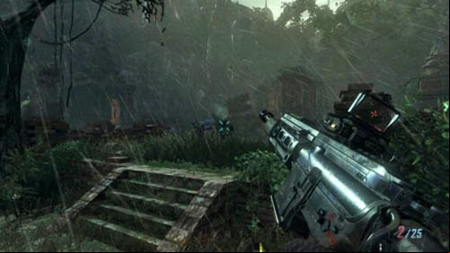 If you havent ed the challenge yet, then the third turret is on the left, in front of the stairs leading to the remaining part of the ruins (picture above) - Mission 02: CELERIUM | Missions: Challenges - Missions: Challenges - Call of Duty: Black Ops II Game Guide & Walkthrough
