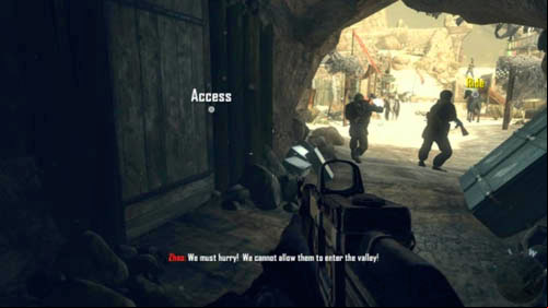 After the conversation with Mujahideen leader, right in front of the exit you will notice a wooden door on the left - Mission 03: OLD WOUNDS | Missions: Challenges - Missions: Challenges - Call of Duty: Black Ops II Game Guide & Walkthrough