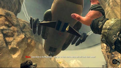 When your horse rears up, wait two seconds and then ride toward the helicopter (not the first one that will crash on the left or right, after it gets hit) - Mission 03: OLD WOUNDS | Missions: Challenges - Missions: Challenges - Call of Duty: Black Ops II Game Guide & Walkthrough