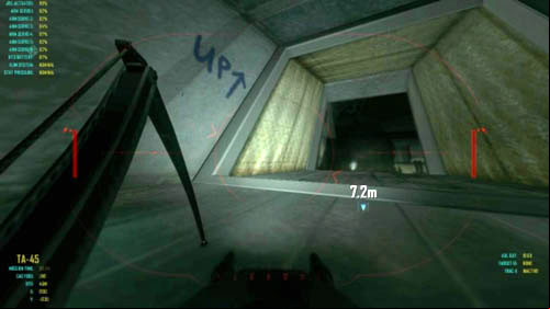 Here, for a few seconds you will have to learn to walk diagonally to the left or right to avoid the obstacles - Mission 06: KARMA | Missions: Challenges - Missions: Challenges - Call of Duty: Black Ops II Game Guide & Walkthrough