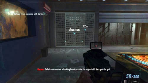 Immediately after the scene with the slowmos in the club and the cutscene are over, wait until Harper finishes telling the guard what the latter has to do - Mission 06: KARMA | Missions: Challenges - Missions: Challenges - Call of Duty: Black Ops II Game Guide & Walkthrough