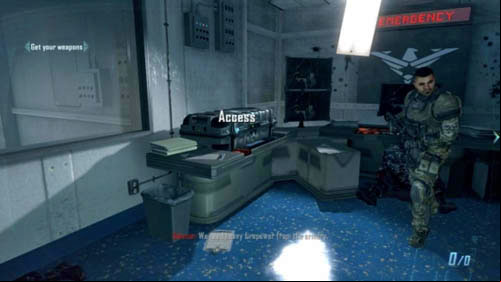As soon as you get out of the interrogation room at the beginning of the mission and you have to arm yourself, look at the desk on the left - Mission 09: ODYSSEUS | Missions: Challenges - Missions: Challenges - Call of Duty: Black Ops II Game Guide & Walkthrough
