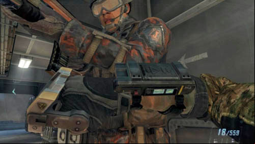 Start to walk near the abovementioned boxes - Mission 09: ODYSSEUS | Missions: Challenges - Missions: Challenges - Call of Duty: Black Ops II Game Guide & Walkthrough