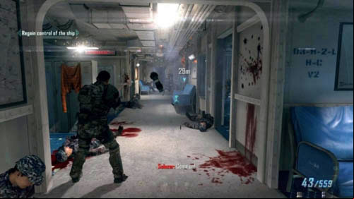The first turret will be at the beginning of the mission, when you open the door after arming yourself (picture above) - Mission 09: ODYSSEUS | Missions: Challenges - Missions: Challenges - Call of Duty: Black Ops II Game Guide & Walkthrough