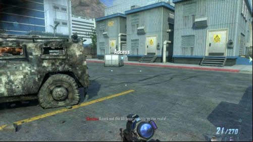 Immediately after landing start to run forward, along the fence on the left - Mission 11: JUDGMENT DAY | Missions: Challenges - Missions: Challenges - Call of Duty: Black Ops II Game Guide & Walkthrough