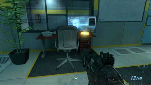 After getting to the lab, take optical camouflage and clear the opposite hall - Mission 02: CELERIUM | Intel - Intel - Call of Duty: Black Ops II Game Guide & Walkthrough