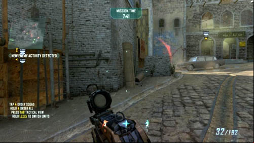 By the wall of the building on the left you should see a hanging carpet (picture above) - Strike Force 05: SECOND CHANCE | Strike Force: Challenges - Strike Force: Challenges - Call of Duty: Black Ops II Game Guide & Walkthrough