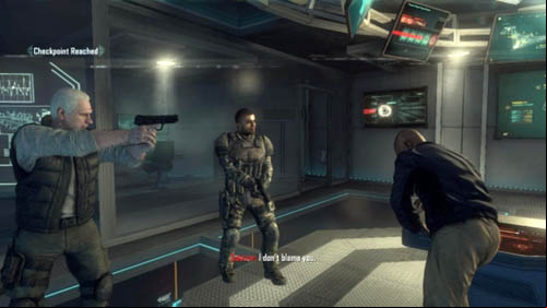 After the two soldiers have been shot, nothing will happen - Mission 09 - ODYSSEUS (bridge) | Decisions, consequences, endings - Decisions, consequences, endings - Call of Duty: Black Ops II Game Guide & Walkthrough
