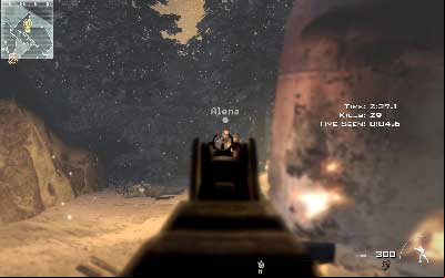 Change weapon to the automatic pistol, aim (press right mouse button) and by burning wreck, when time slows down shoot at the soldier on the left, then aim well and shoot the guard who is holding the girl right into his head - Hostage Taker - SpecOps missions - Call of Duty: Modern Warfare 3 - Game Guide and Walkthrough