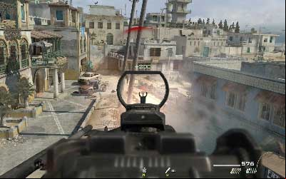 At the beginning start shooting into enemies below - Smack Town - SpecOps missions - Call of Duty: Modern Warfare 3 - Game Guide and Walkthrough