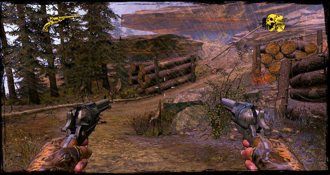 The path between the logs - Episode 4 - Gunfight at the Sawmill - Walkthrough - Call of Juarez: Gunslinger - Game Guide and Walkthrough