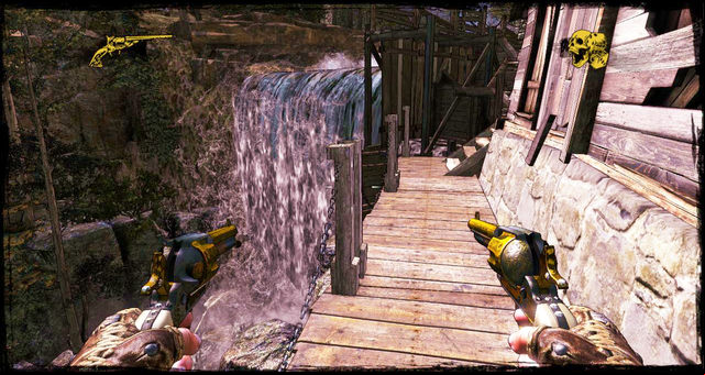 Sprinting along mismatched planks - Episode 4 - Gunfight at the Sawmill - Walkthrough - Call of Juarez: Gunslinger - Game Guide and Walkthrough
