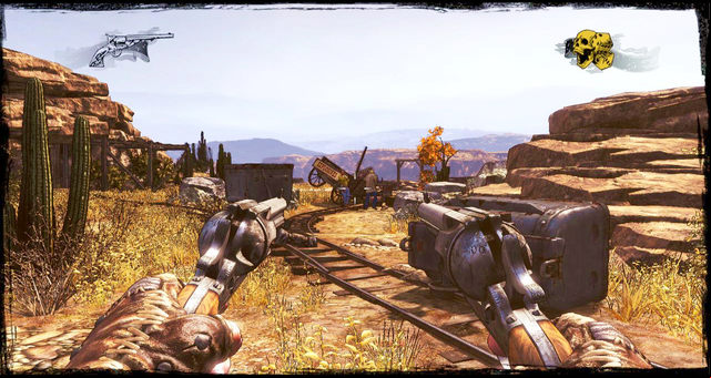 As you follow the tracks, you'll stumble upon the first bunch of enemies - Episode 5 - The Magnificent One - Walkthrough - Call of Juarez: Gunslinger - Game Guide and Walkthrough