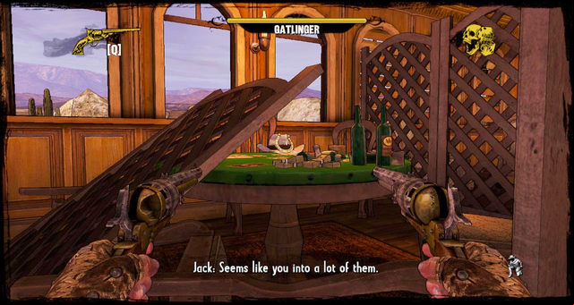 During the gatling gun exchange - Episode 12 - Nuggets of Truth (Secrets) - Call of Juarez: Gunslinger - Game Guide and Walkthrough