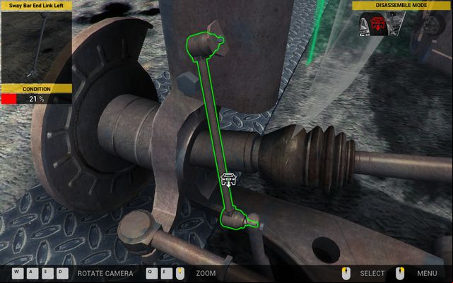 Replace of the sway bar end link requires disassembling a few wheel elements. - Order 3 - Revton Van - Orders - First garage - Car Mechanic Simulator 2014 - Game Guide and Walkthrough