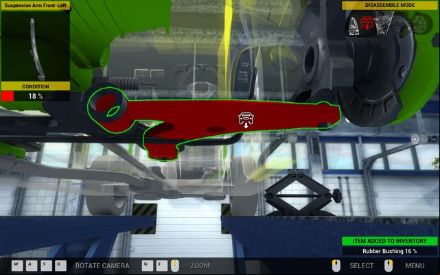 Disassemble of the suspension arm perform after you lift the car. - Order 24 - Vulcan Spectre - Orders - Second garage - Car Mechanic Simulator 2014 - Game Guide and Walkthrough