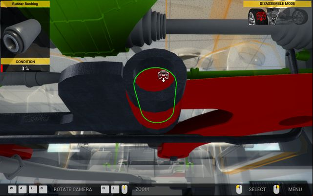 The rubber bushing keeps in check the front suspension. - Order 45 - Sceo LC500 - Orders - Third garage - Car Mechanic Simulator 2014 - Game Guide and Walkthrough