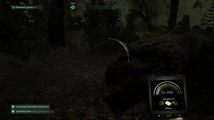 When you get noticed, you will see a special indicator that shows the direction from which someone has spotted you and the level of interest of that enemy - Chernobylite: Combat and stealth - Basics - Chernobylite Guide