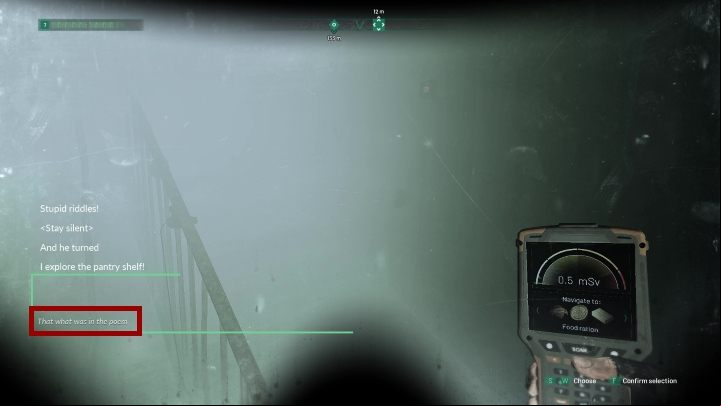 Answer by continuing the poem (the correct answer is marked with the appropriate comment) to avoid the trap - Chernobylite: Tarakan hideout - walkthrough - Main missions - Chernobylite Guide
