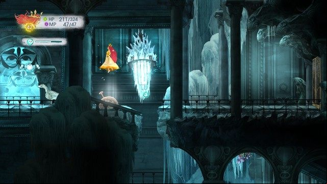Once you make it into the next location, you will have to by all of the traps above them - Chapter 10 - The Lowest of the Low | Walkthrough - Walkthrough - Child of Light Game Guide