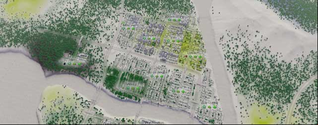Natural resources available on the city territory are: Woods, Fertile ground, Oil and Mines including coal - Cities Skylines: Natural resource view - Mayor - Cities: Skylines Game Guide