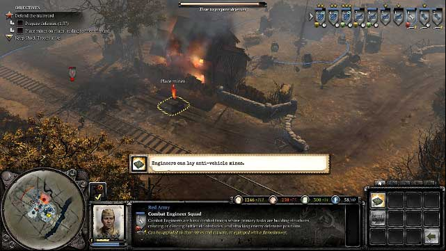 Set mines to destroy the enemy vehicles - Mission 02 - Scorched Earth - The Campaign Mode - Company of Heroes 2 - Game Guide and Walkthrough