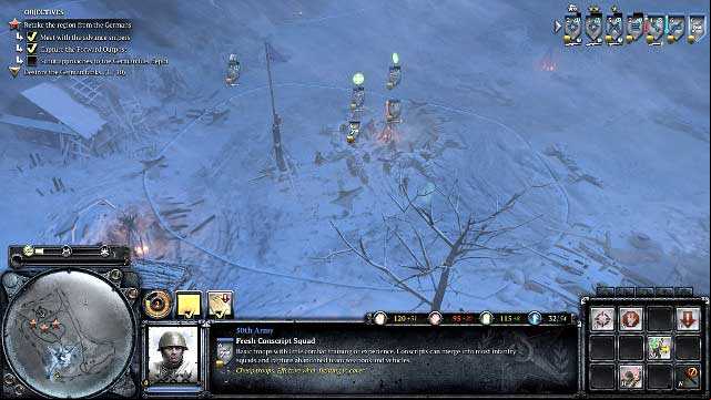 Once seized, the outpost will become the HQ where the units will be retreating. - Mission 04 - The Miraculous Winter - The Campaign Mode - Company of Heroes 2 - Game Guide and Walkthrough