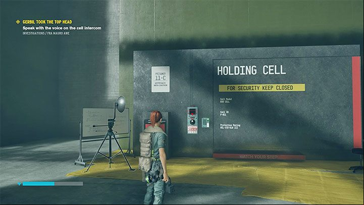 On the ground floor of the room, where you had to dodge the boss, there is a Holding Cell as shown in the picture - Control AWE: Gerbil Took the Top Head walkthrough - Side quests & optional missions - Control Guide