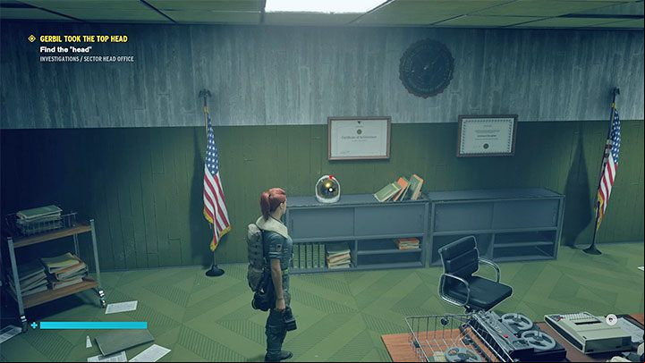 After winning the duel, explore the south office upstairs - youll find the helmet shown in the picture - Control AWE: Gerbil Took the Top Head walkthrough - Side quests & optional missions - Control Guide
