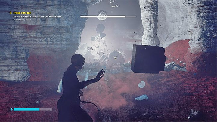 In the further part of the caves, you will encounter a few simple obstacles - Jesse must, for example, fly over white chasms, shoot crystals blocking the ages, or drop the TV for a moment to insert power cores into generators - Control The Foundation: Found Footage - walkthrough - Side quests - Control Guide