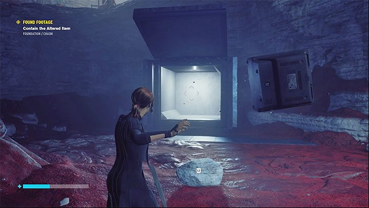 In order to complete the mission, throw the TV into the cage so it will be trapped in it - Control The Foundation: Found Footage - walkthrough - Side quests - Control Guide