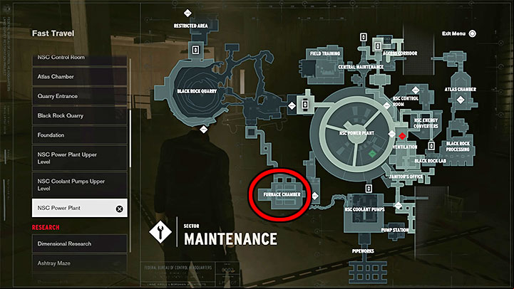 Furnace Chamber is presented in the picture above - it is located in the south-west part of the Maintenance sector - Control: TVs and Furnace Room - puzzle - Puzzles - Control Guide