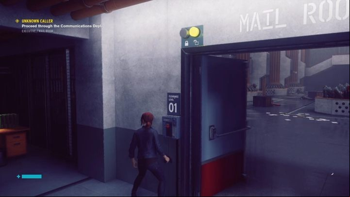 With the card, open a door that requires level 1 access and you will reach the Mail Room - Control: Unknown Caller - walkthrough - Main Quests - Control Guide