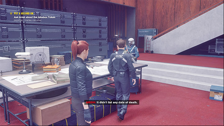 Stay in the Central Executive and speak with Arish about the token - Control: Put a Record On - walkthrough - Side Quests - Control Guide