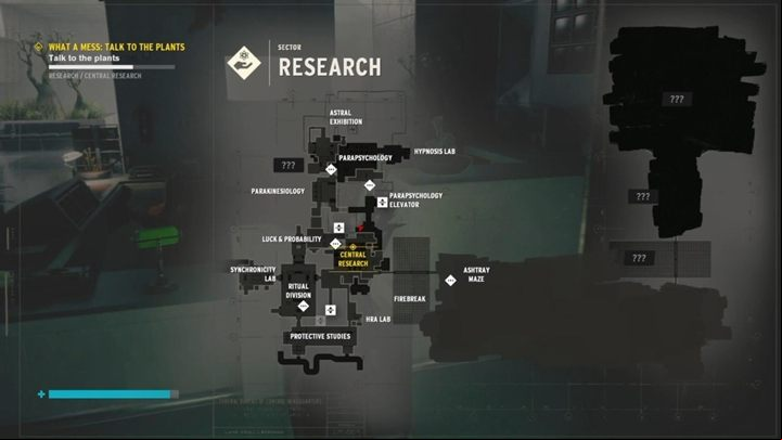 The fourth plant is on the upper level. - Control: What a Mess Talk to the Plants - walkthrough - Side Quests - Control Guide