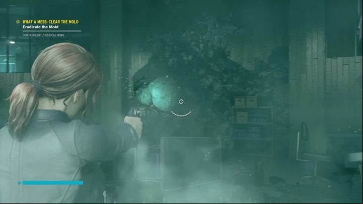 The first clot is in the main room, it is easy to find - Control: What a Mess Clear the Mold - walkthrough - Side Quests - Control Guide