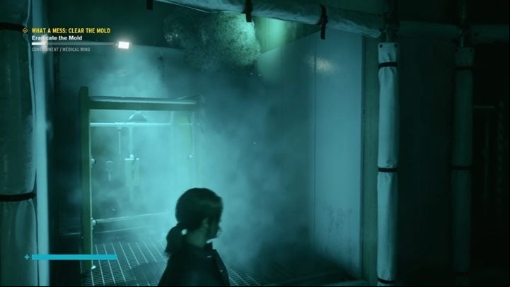 The second target is over one of the rooms from which the steam rises - Control: What a Mess Clear the Mold - walkthrough - Side Quests - Control Guide