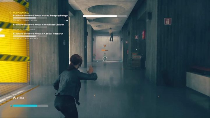 The last target is in the ageway leading to Parakinesiology - Control: Removing mold - walkthrough - Side Quests - Control Guide
