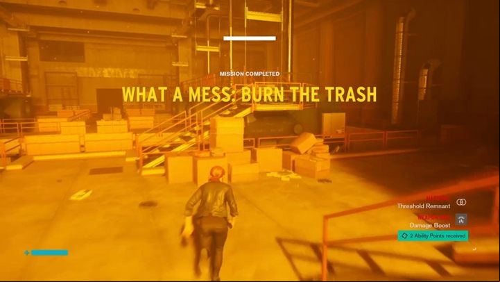 As a reward, you will receive crafting materials, weapon modifications, and 2 skill points - Control: What a Mess Burn the Trash - walkthrough - Side Quests - Control Guide
